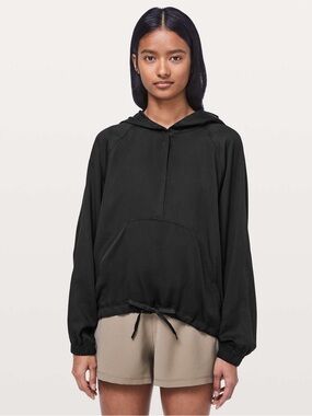 Lululemon City Stroll Half Zip Hoodie Black Size 8 Tencel